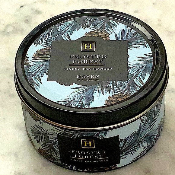 HAVEN STREET CANDLE FROSTED FORREST RICHLY SCENTED 1 WICK TIN WHITE SOY WAX 5 oz - Picture 2 of 4